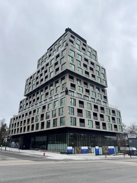 Alma: high-rise exterior cladding in Vancouver, BC by L2 Group — WFHF-12 metal panels