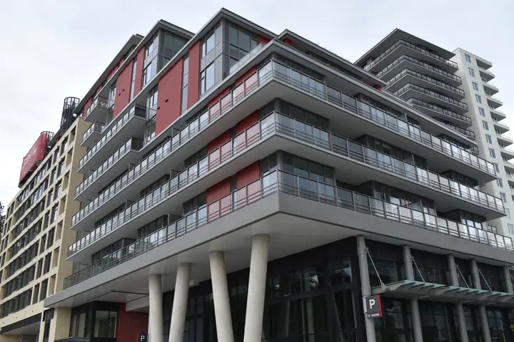 Parcel 15: high-rise exterior cladding in Vancouver, BC by L2 Group — Corrugated metal