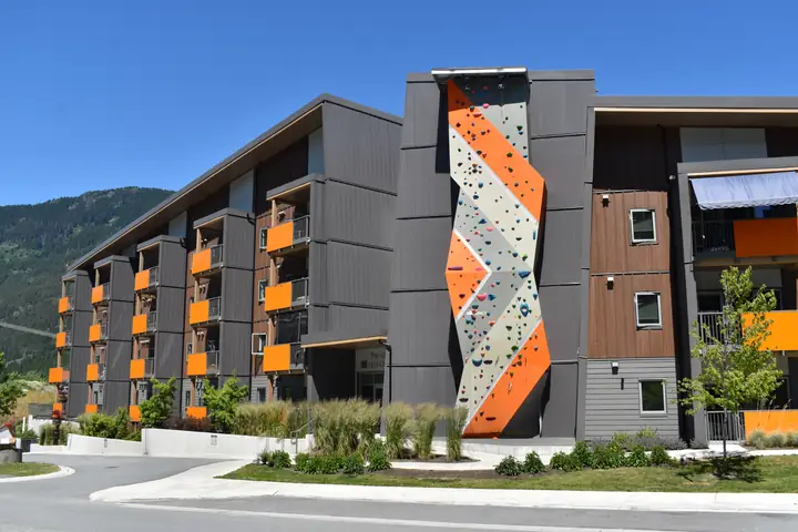 Cloudburst Court: mid-rise exterior cladding in Whistler, BC by L2 Group — Cementitious panels