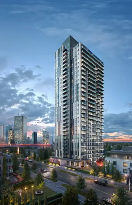 O2 Sussex Tower rendering — high-rise cladding project in progress by L2 Group in Burnaby