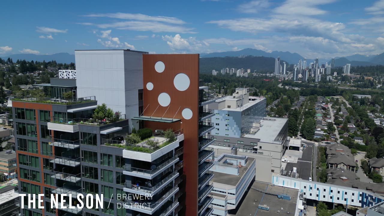 The Nelson — aerial drone film of exterior siding and cladding by L2 Group in New Westminster